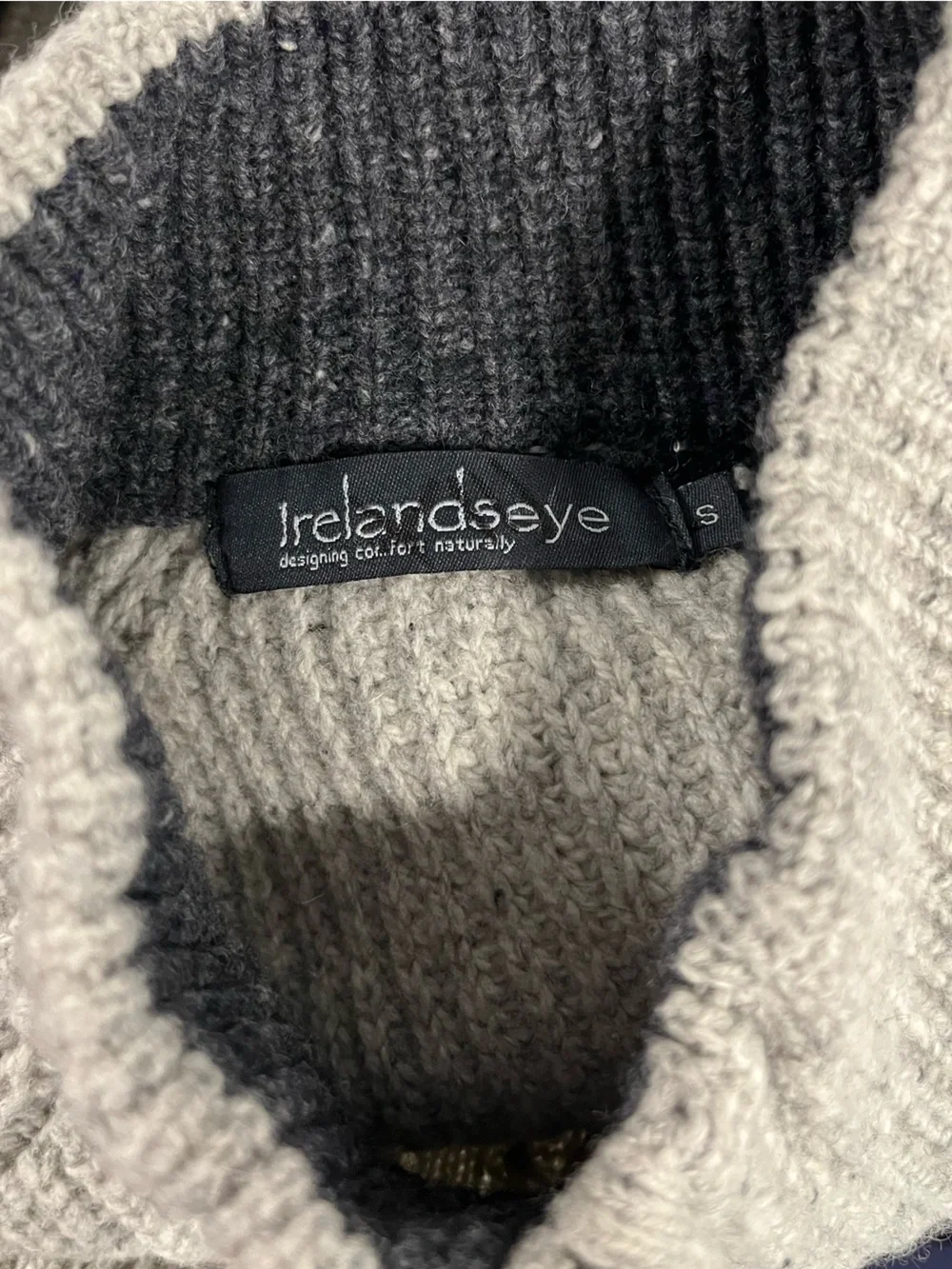 Irelandseye Wool Cashmere Cable Knit Half Zip Sweater Men’s S Gray Ireland